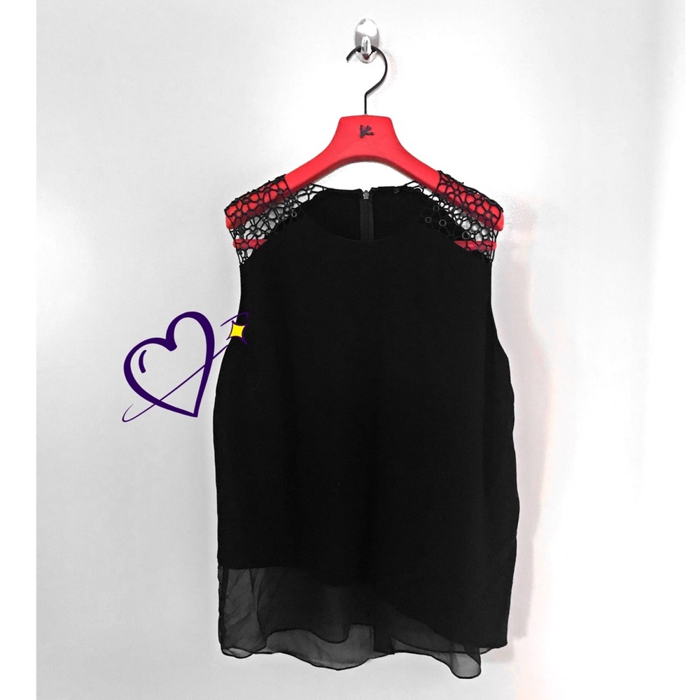 Elie Tahari Top Blouse Tank Black XL